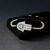 Bracelet Main de Fatma Perles Dorées opale